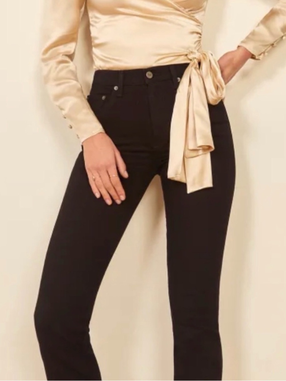 Like new Reformation Black Liza high rise Straight Leg Pants